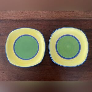 Set of 2 Dansk Yellow and Green Plates 8 3/4”